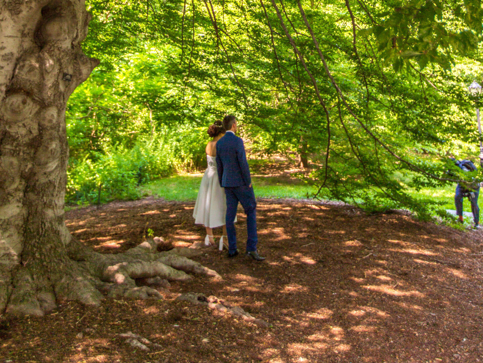 A couple pose for photos on Cherry Hill