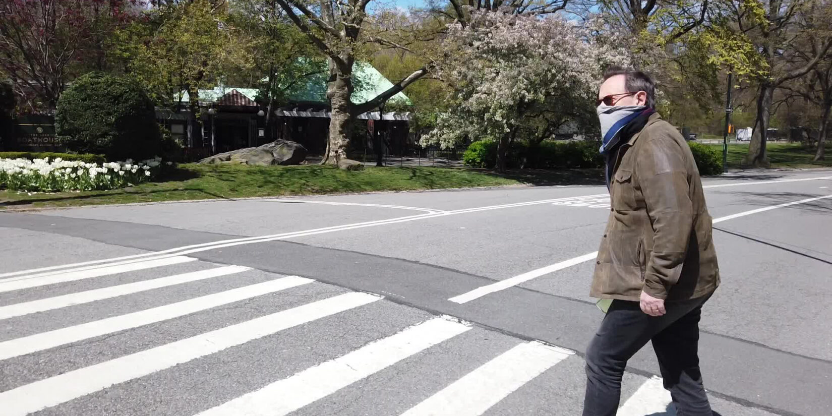 Mason pictured in the crosswalk of a Park drive