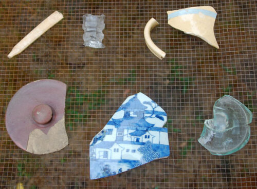 Pottery shards from the excavation