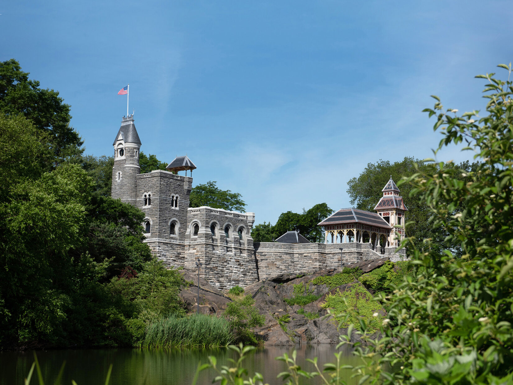 A view of Belvedere Castle seen from across Turtle Pond