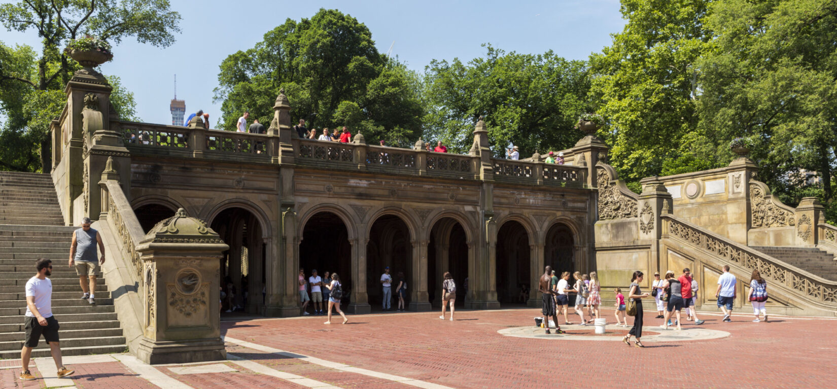 Visitors enjoy the open space, and stairways, of the Terrace