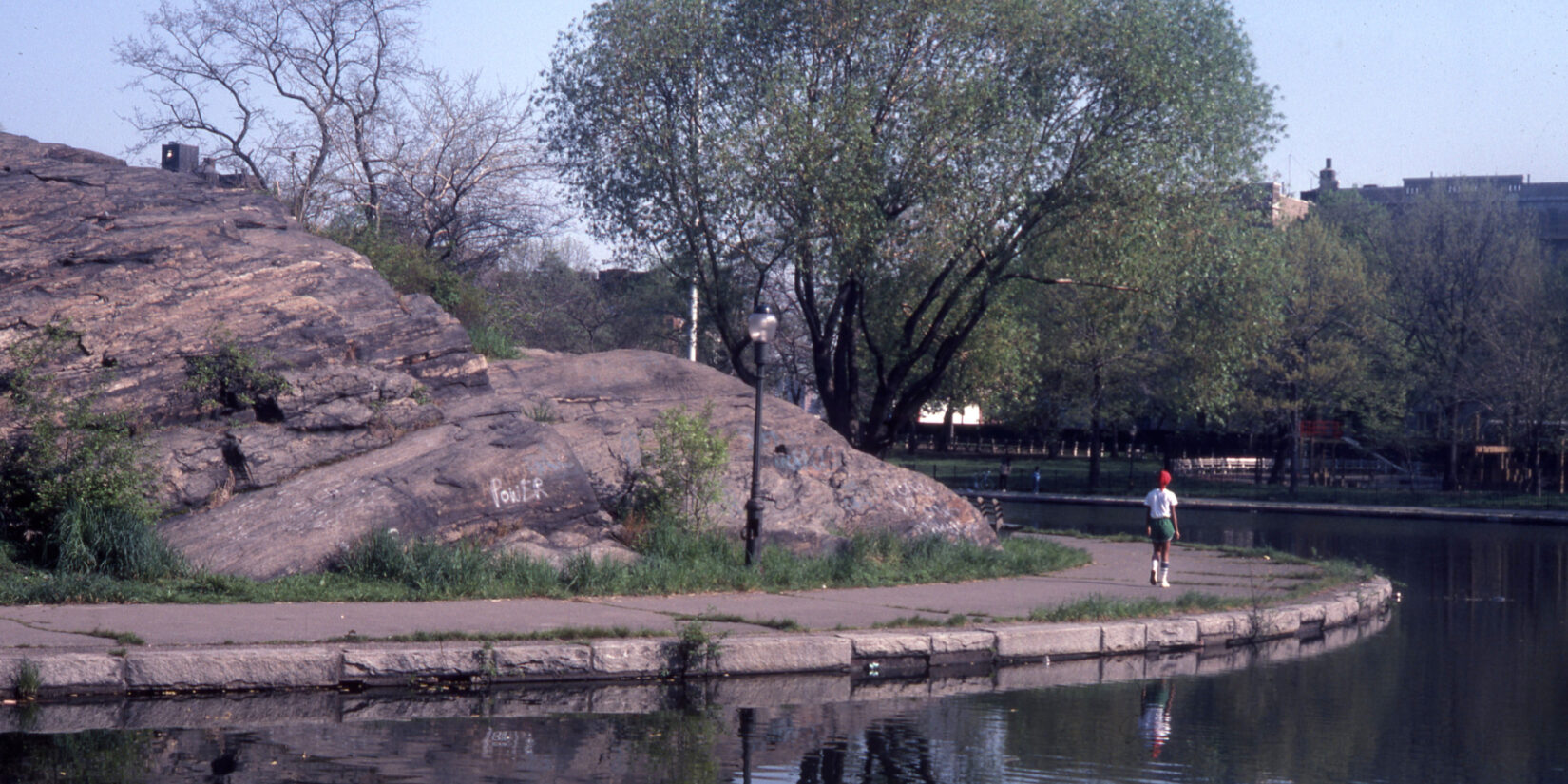 Photo of the Harlem Meer circa the late 1970s/early 1980s. 