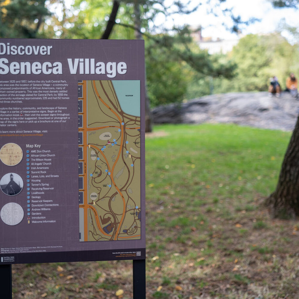 An example of the signage for Seneca Village