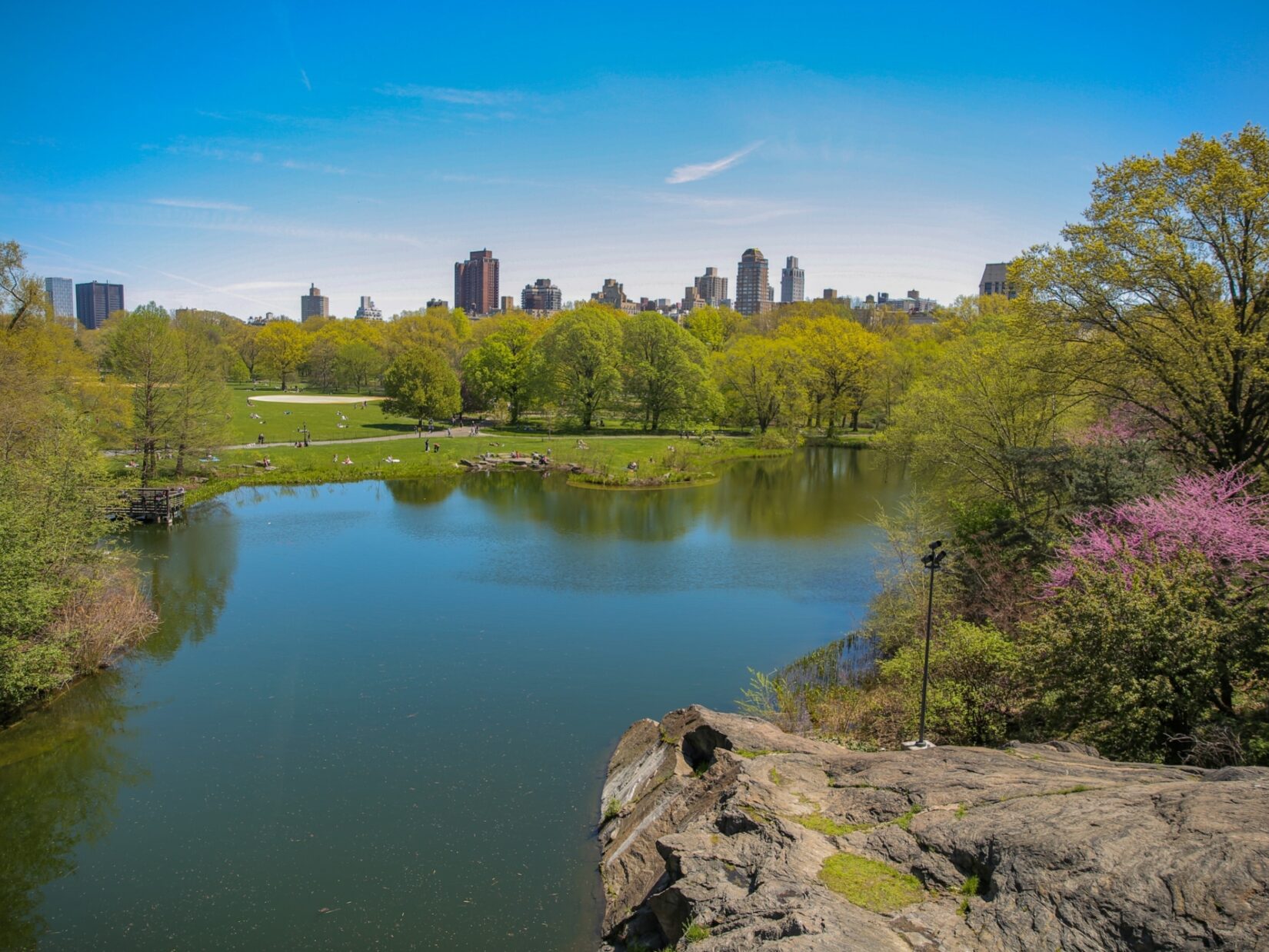 Looking across Turtle Pond toward the East Side of Manhattan