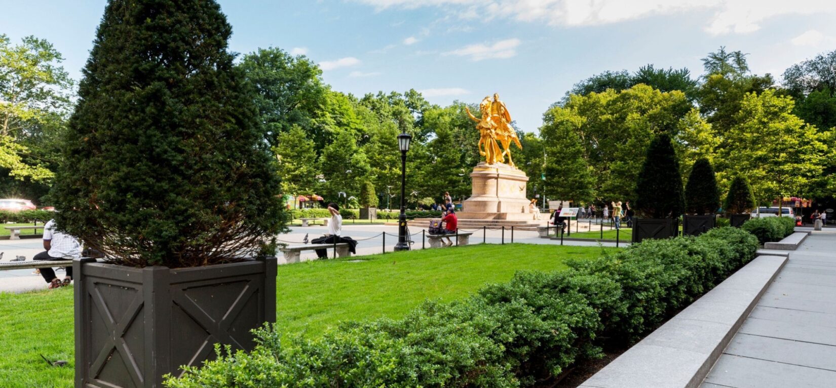 Looking across the length of the Plaza, with the Sherman monument at the far end.