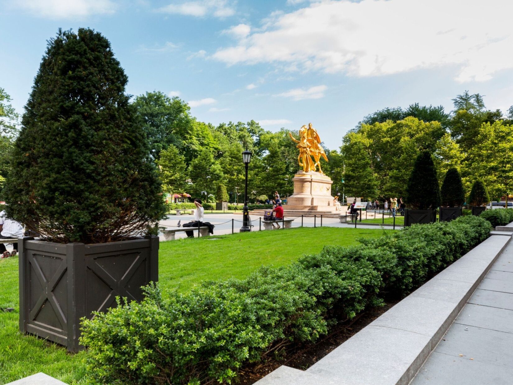 Looking across the length of the Plaza, with the Sherman monument at the far end.