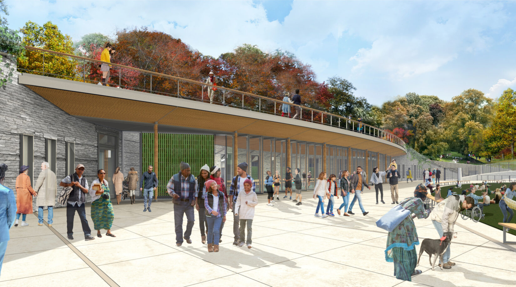 Artists rendering of the Harlem Meer's outdoor space