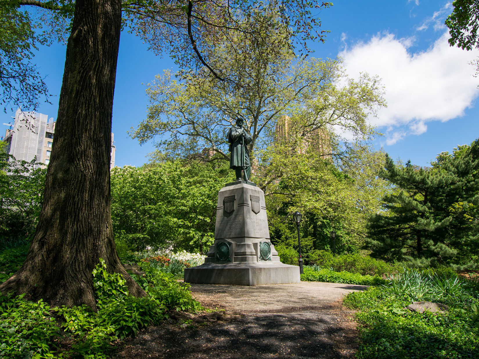 The Seventh Regiment memorial pictured on a sunny dy