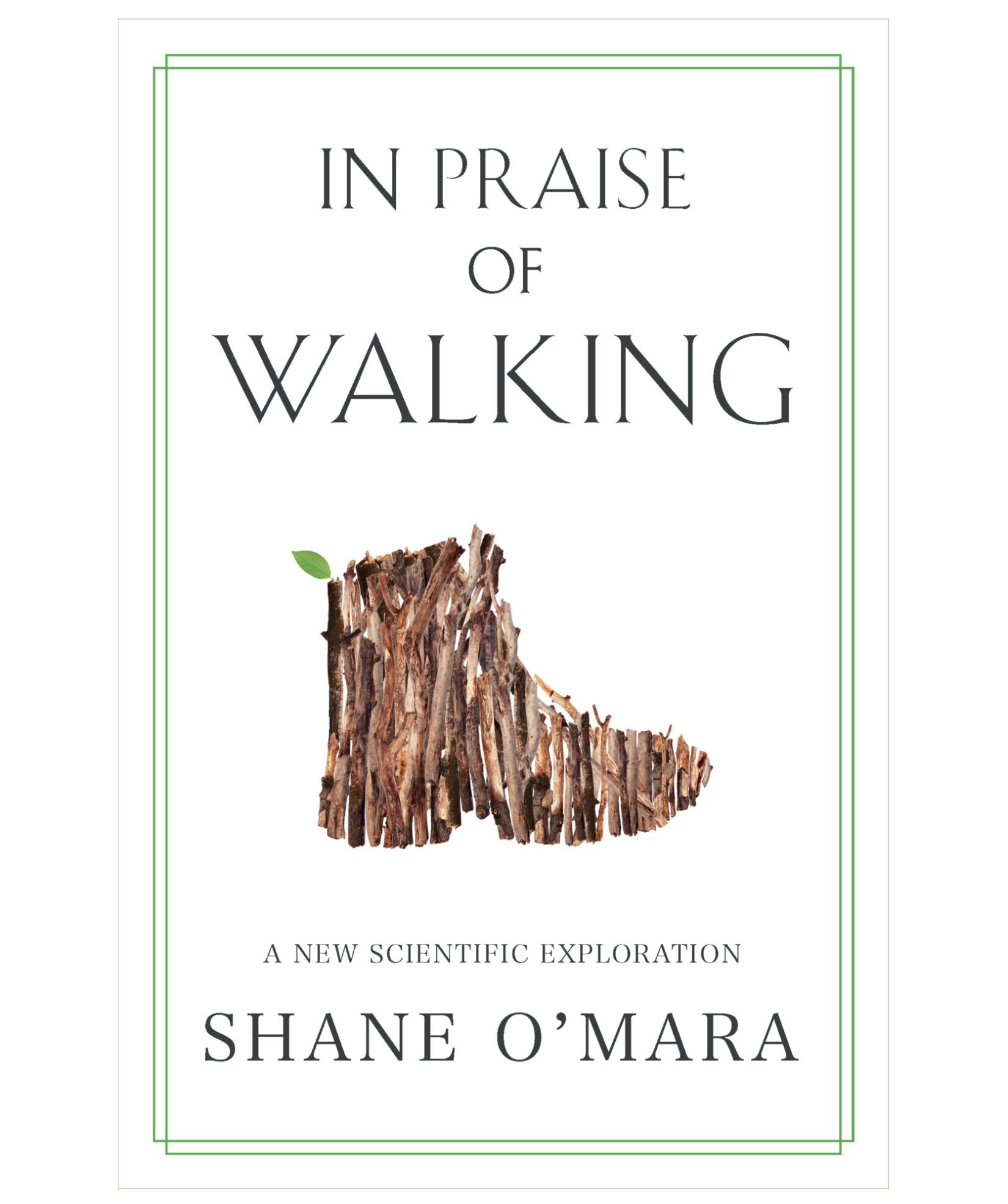 The book jacket for "In Praise of Walking," showing an illustration of a hiking boot.