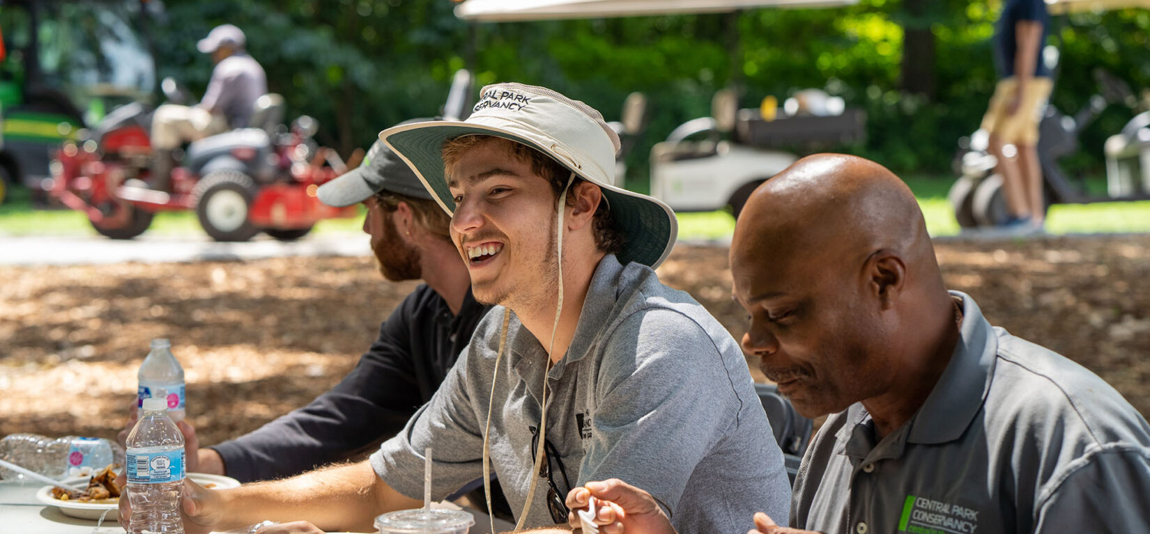 Conservancy interns enjoying an al fresco lunch