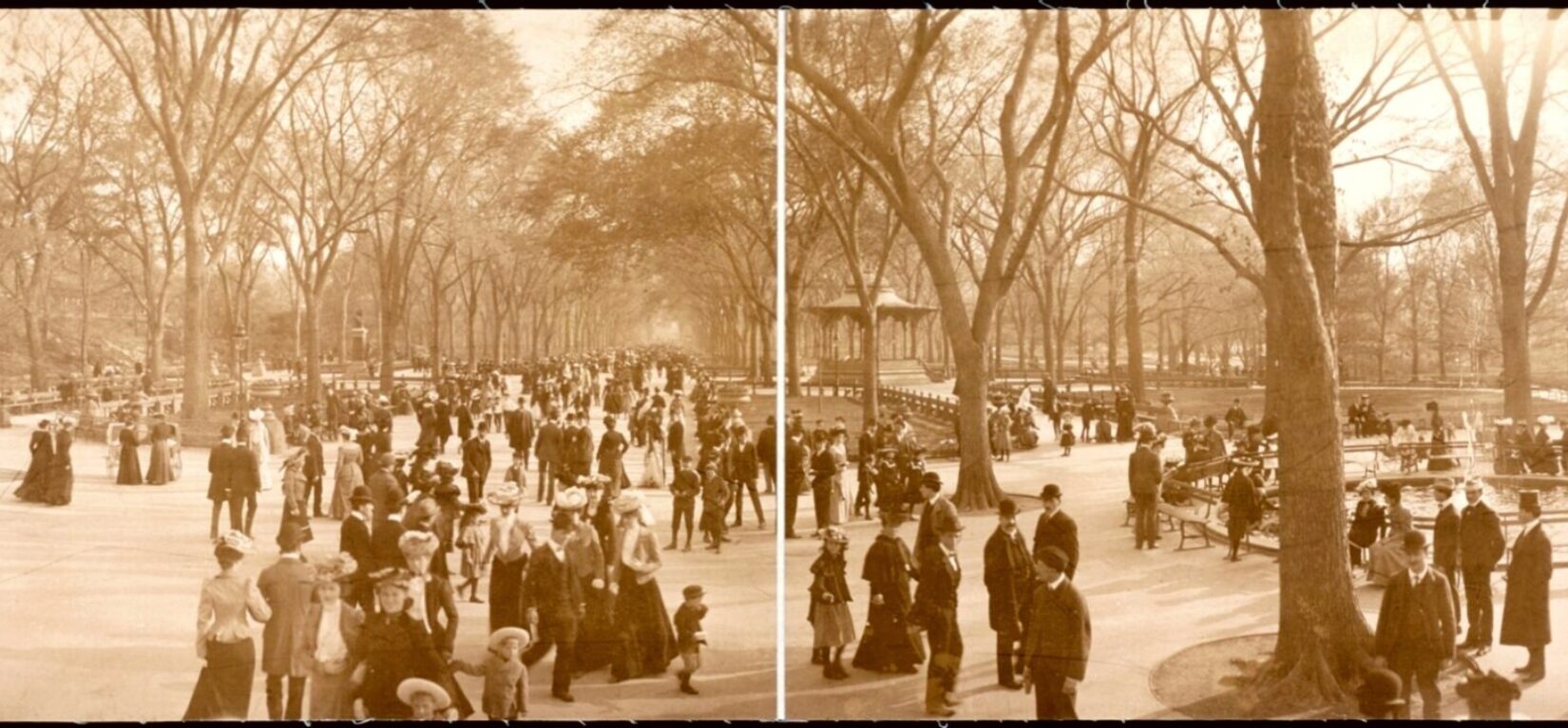 A view of the Mall, crowded with visitors, photographed in 1902.