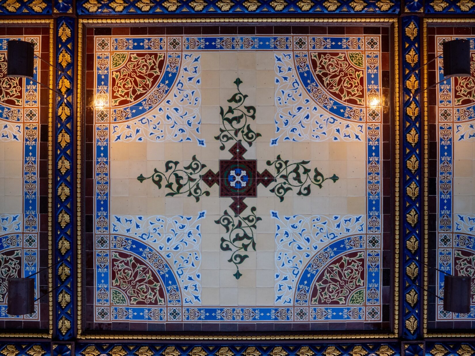 Looking straight up at the Minton Tiles