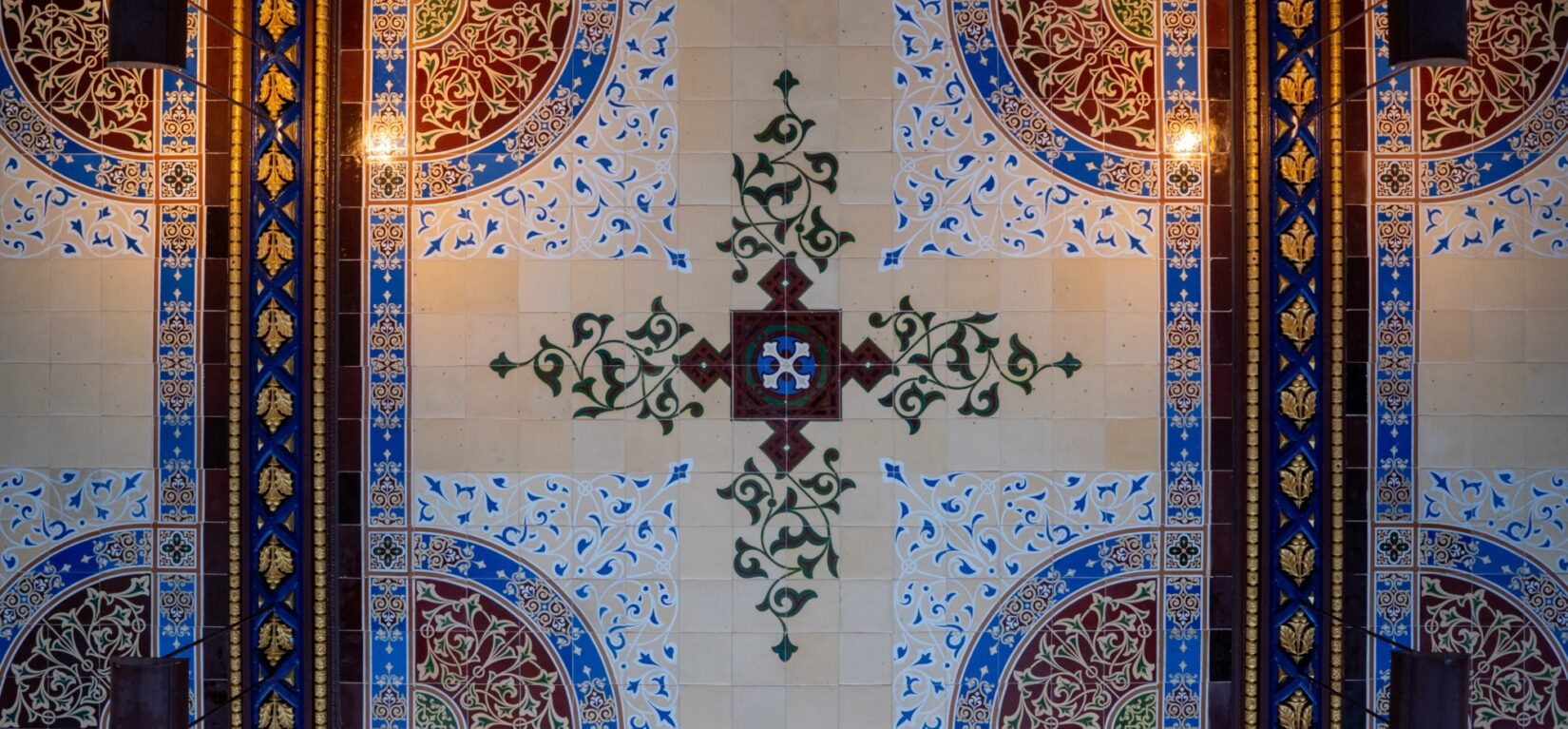 Looking straight up at the Minton Tiles