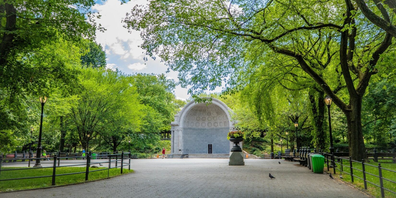 The Bandshell see from across the width of the Mall on a beautiful summer day.