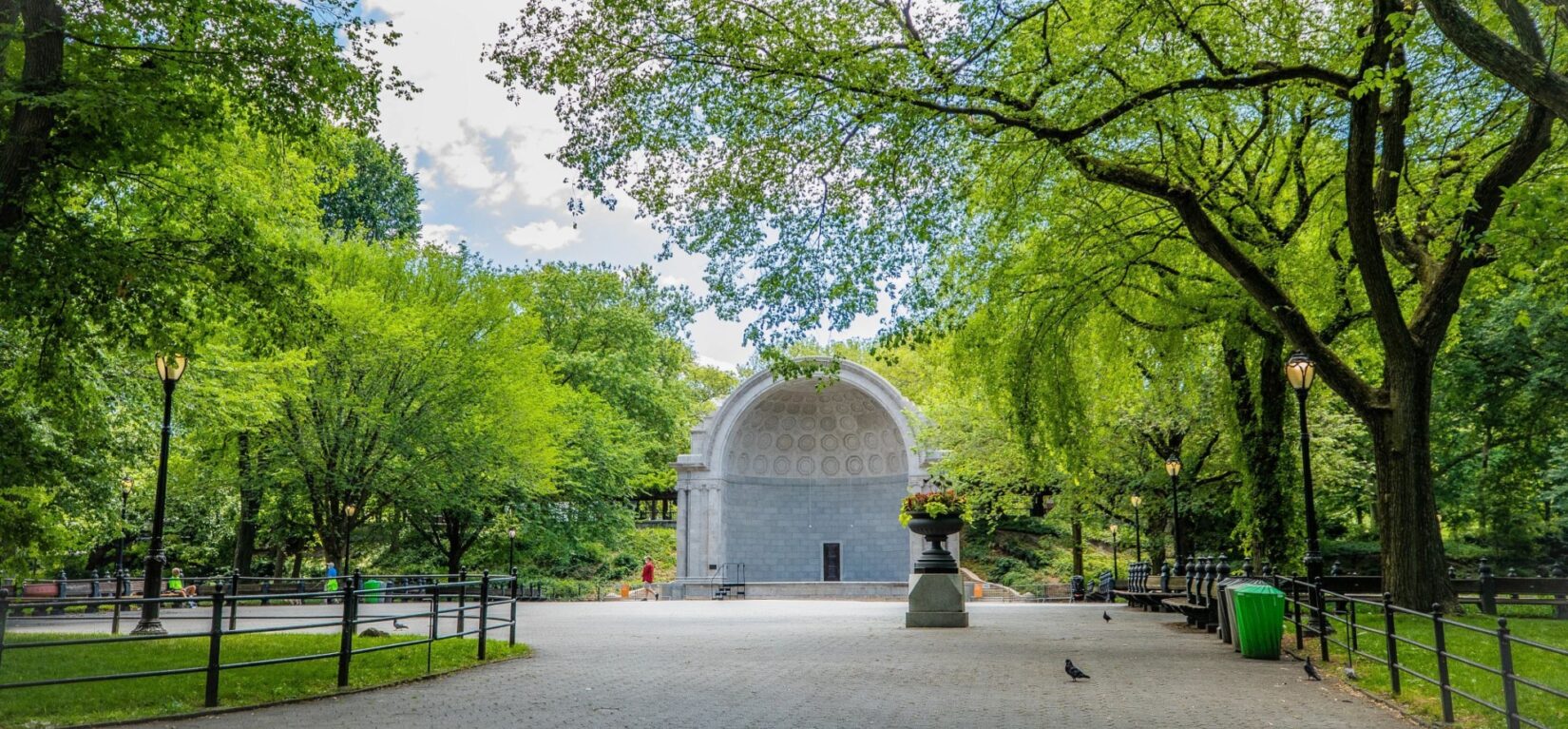 The Bandshell see from across the width of the Mall on a beautiful summer day.