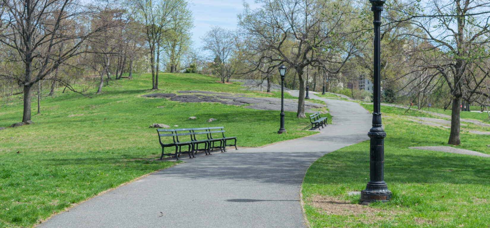 A paved path through the North Meadow