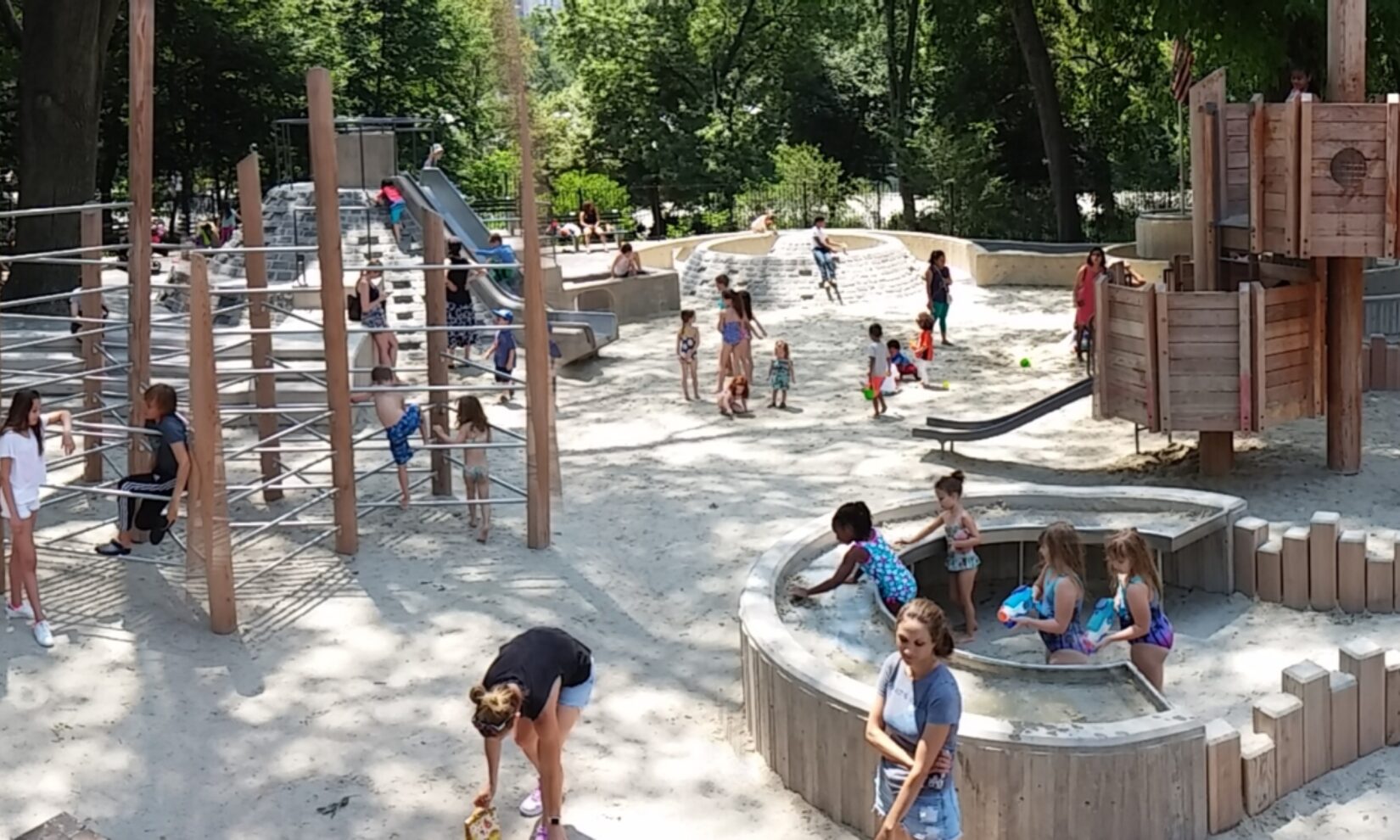 Children enjoying the different sections of the playground.