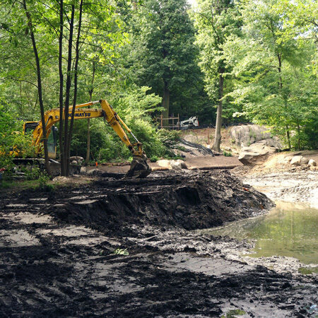 Workers dredging the Ravine