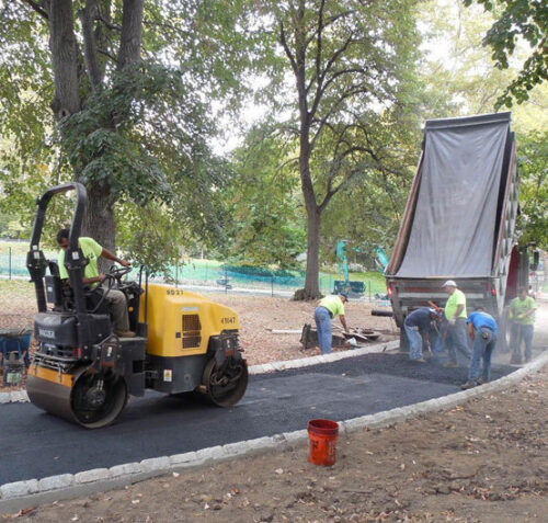 Workers reconstructing the path