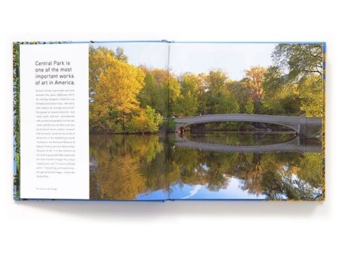 The book open to a two-page spread featuring Bow Bridge