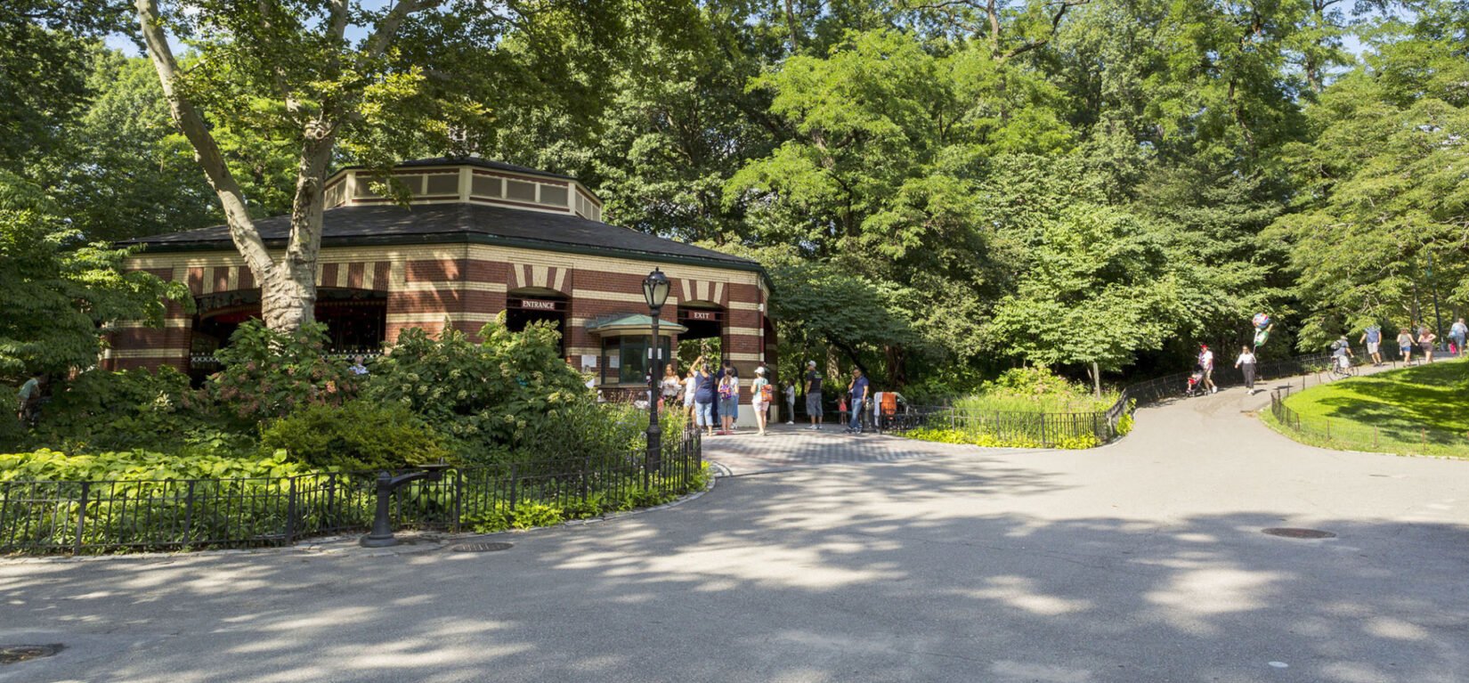 Looking past the Carousel, seen in summer