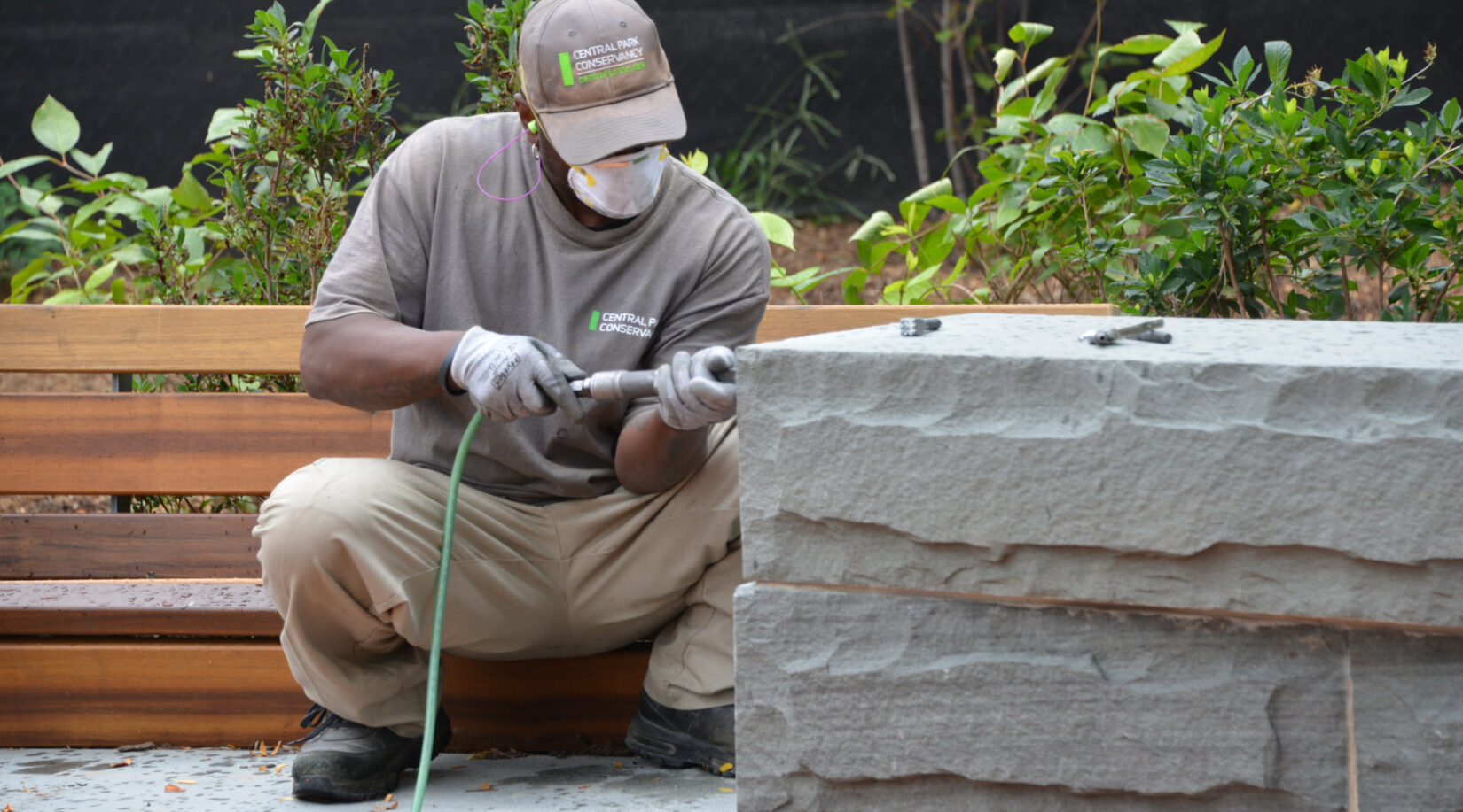 Conservancy staff working on the 2013 reconstruction of the East 110th Street Playground